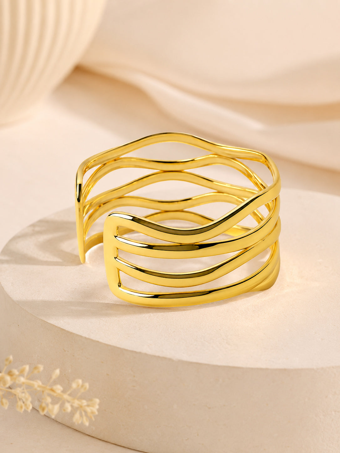 Aanura Golden Wave Cuff Bracelet