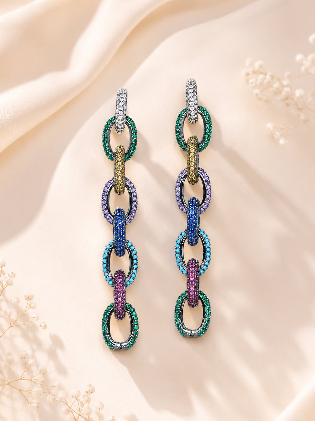 Aanura Royal Blue Oval Stud Earrings with CZ Halo