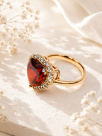 18K Gold Plated Halo Oval Anti-Tarnish Waterproof Ring