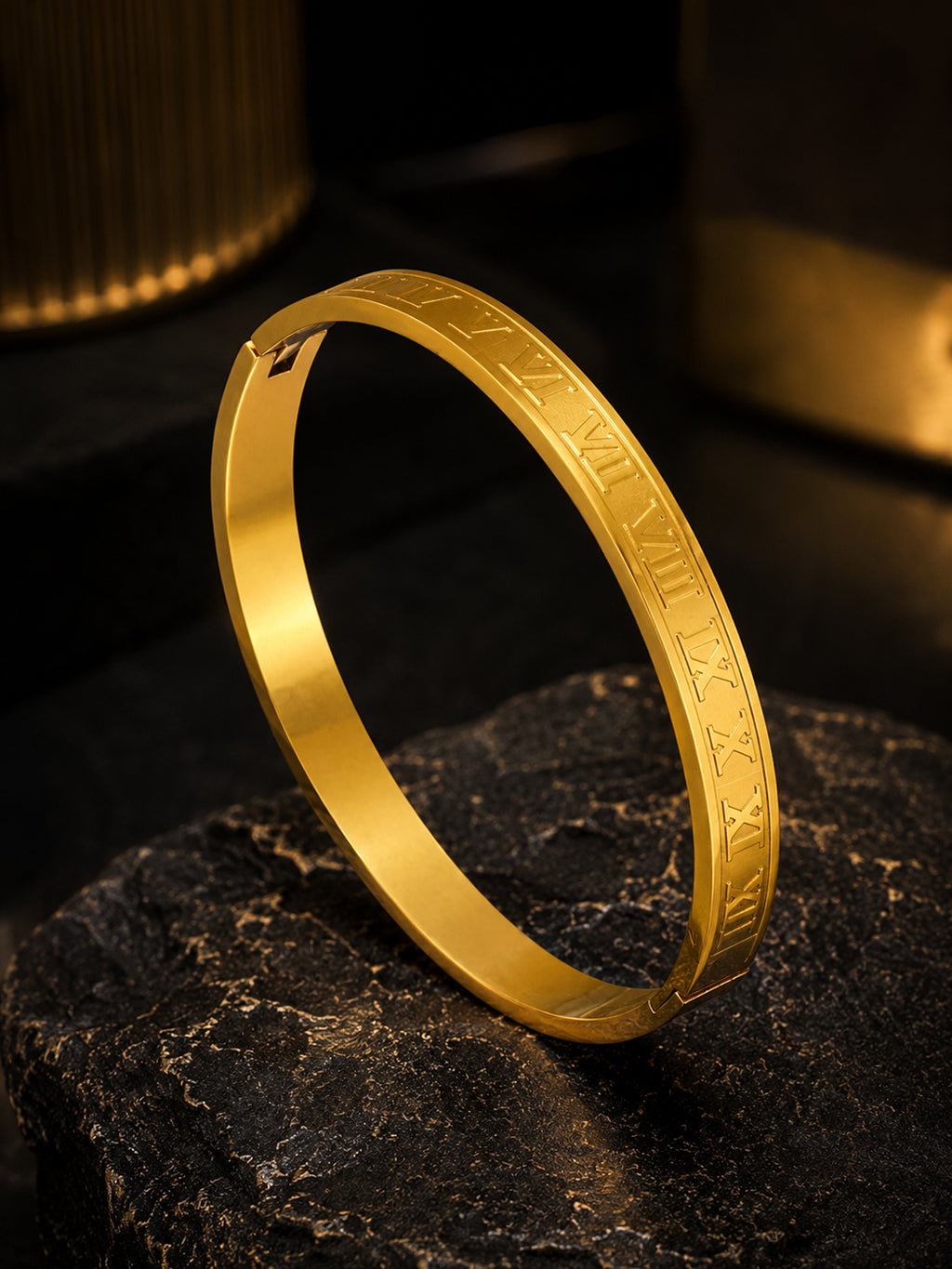 Aanura Gold Roman Numeral Bracelet For Men