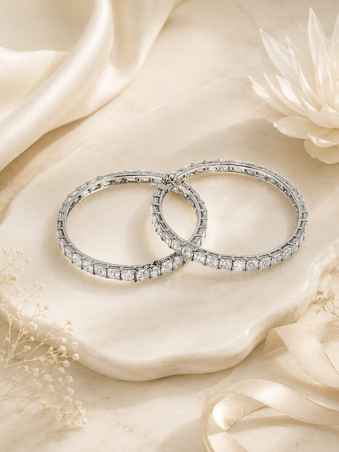 Aanura Diamond Line Silver Bracelet