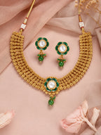 Aanura Elegant Kundan Choker Necklace with Earrings