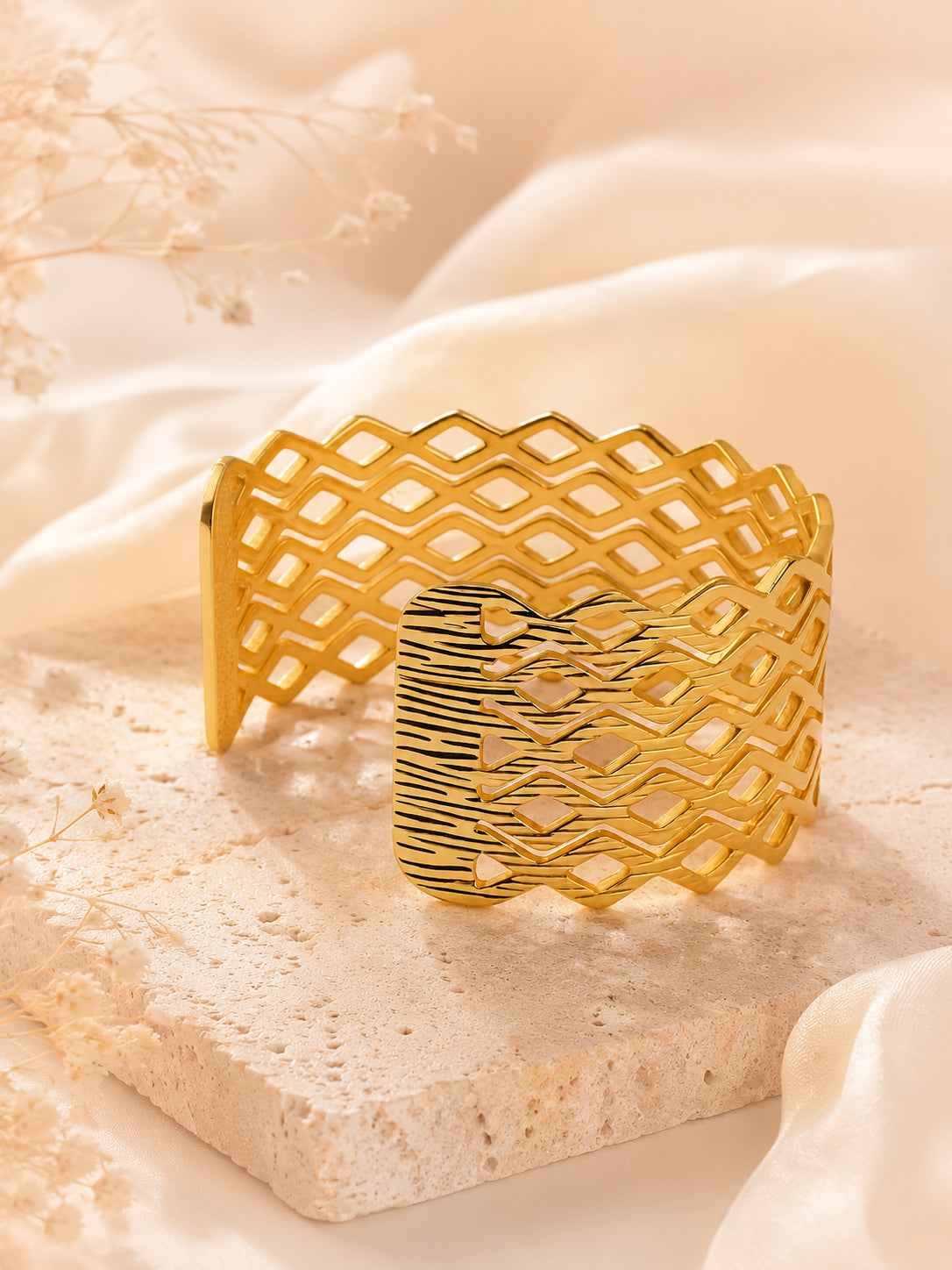 Aanura Diamond Lattice Gold Cuff Bracelet