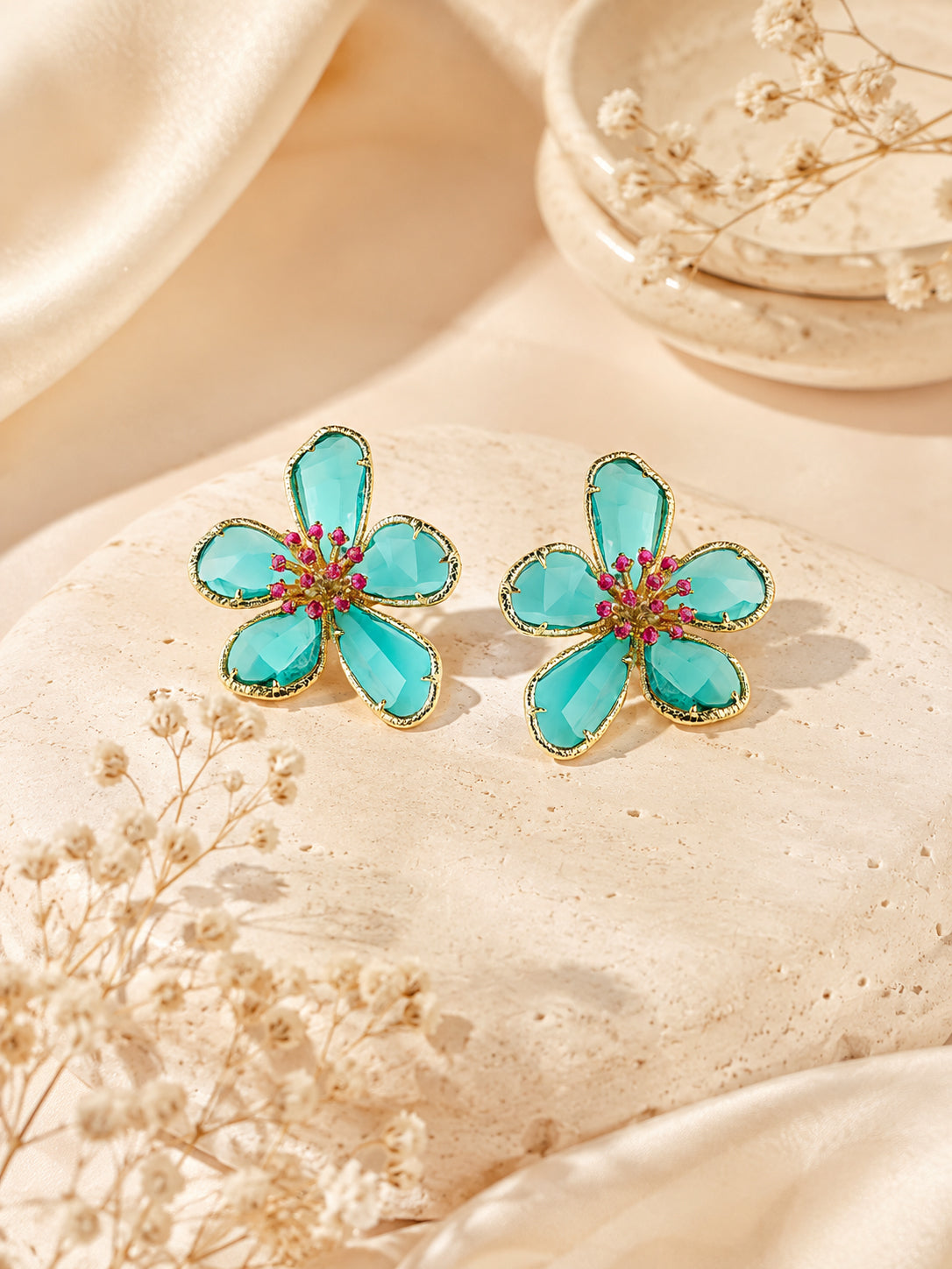 Aanura Turquoise Blossom Crystal Earring
