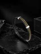 Black & Rhodium Dual Wire Anti-Tarnish Waterproof Bracelet