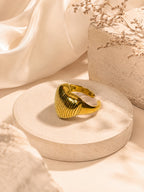 18K Gold Plated Wave Design Anti-Tarnish Waterproof Ring