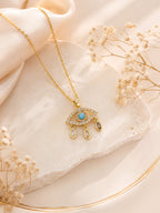 18K Gold Plated Blue Eye Crystal Drop Necklace