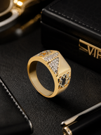 Aanura 18K Gold-Plated Crystal Panel Ring For Him