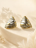Aanura Molten Wave Dual-Tone Shield Earrings