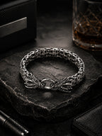 Silver Rhodium-Plated Dragon Claw Anti-Tarnish Stainless Steel Bracelet for Men