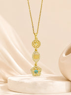 Gold Plated Celestial Aqua Stone Drop Necklace