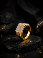 18K Gold CZ Statement Anti-Tarnish Waterproof Ring