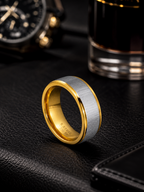 Aanura 18K Gold & Silver Brushed Band Anti tarnish For Him