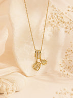 18K Gold Plated Heart Eye & Sun Charm Necklace