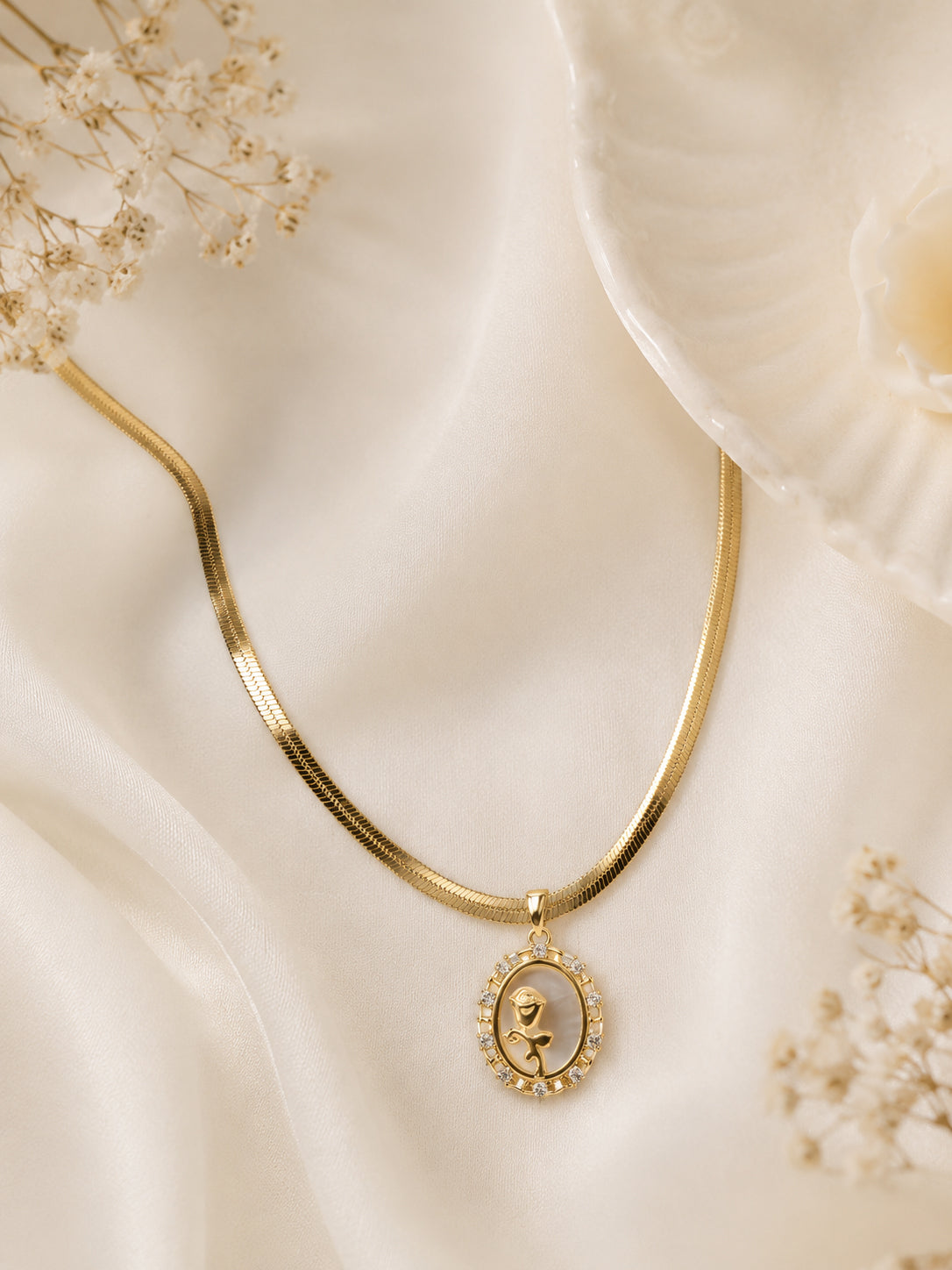 Aanura Gold Om Necklace – Stainless Steel CZ