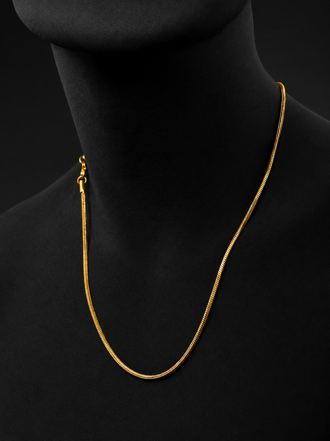 18K Gold-Plated Flat Chain Anti-Tarnish Waterproof Stainless Steel for Men