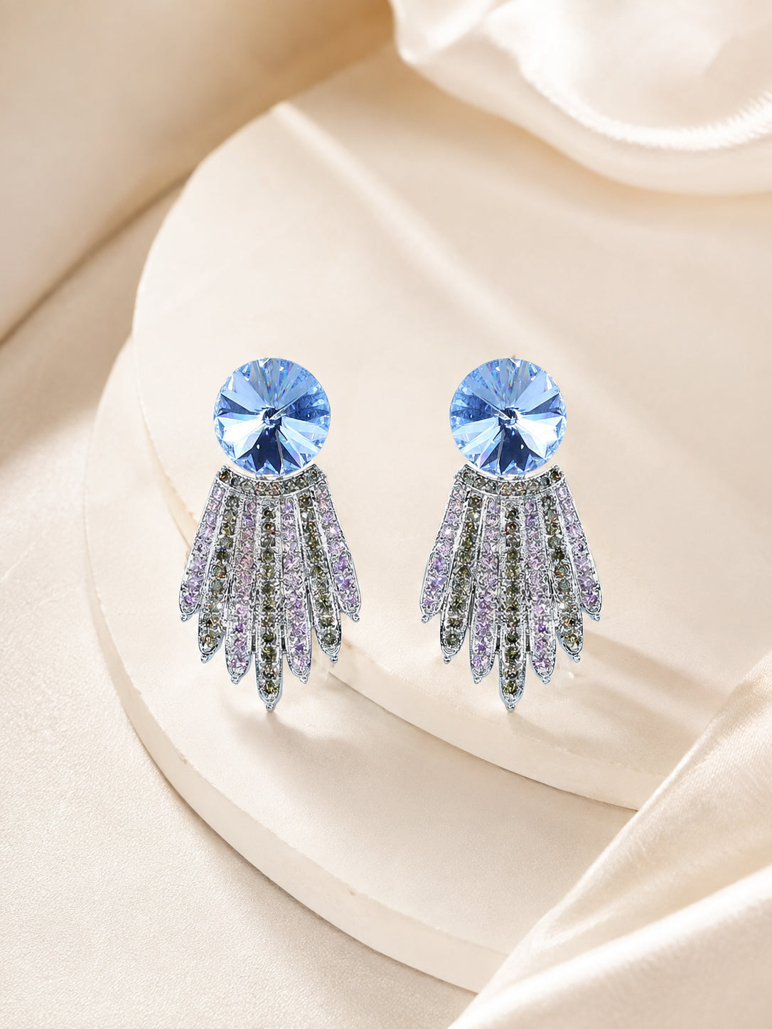 Aanura Blue Crystal Radiant Drop Earrings