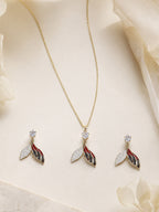 Aanura Dual-Tone Leaf Necklace & Earrings Set