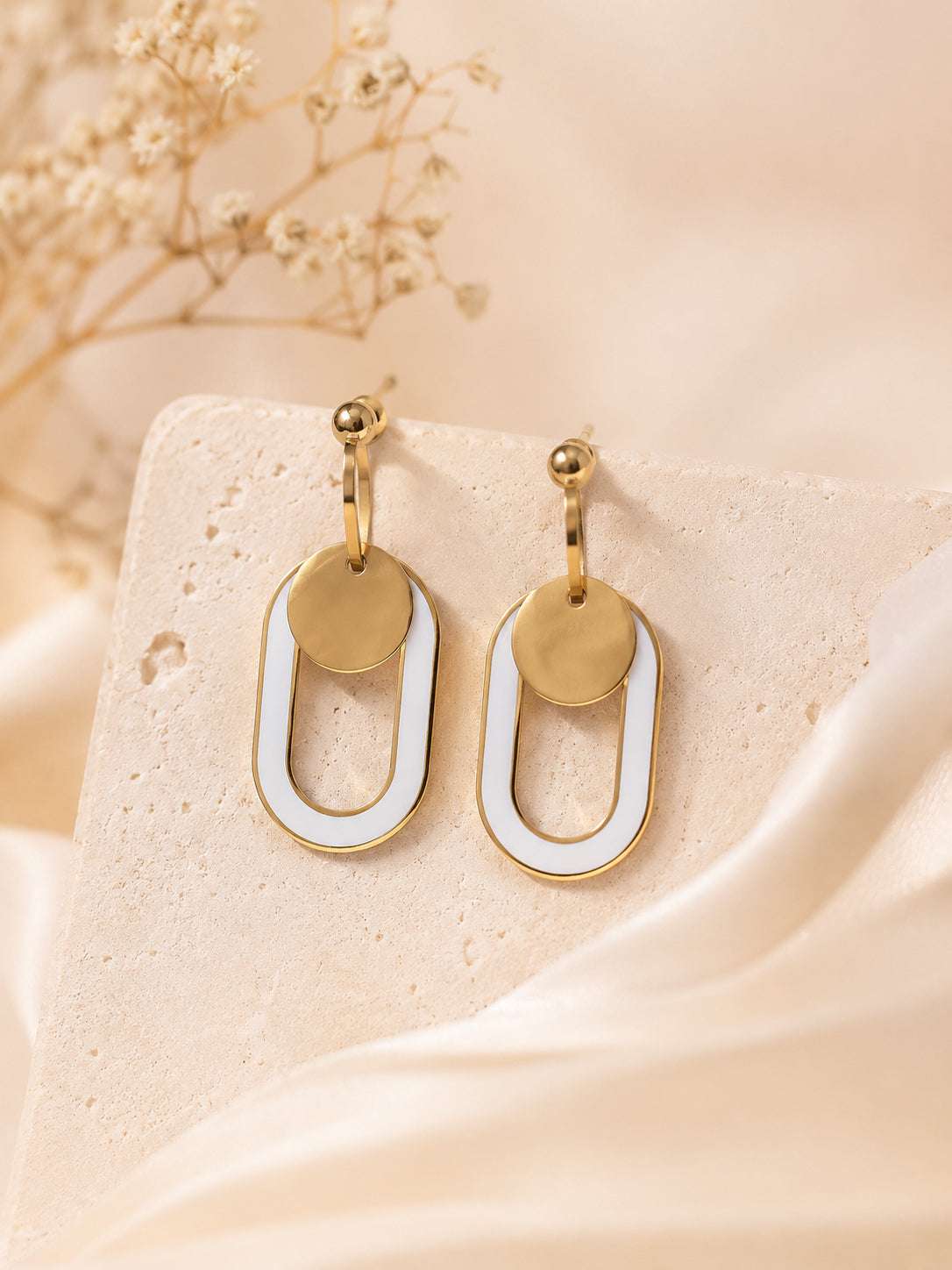 Aanura Minimal Geometric Gold Drop Earrings