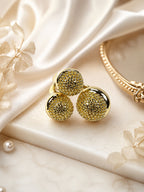 18K Gold-Plated Triple Disc Textured Ring – Anti-Tarnish & Waterproof