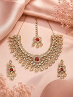 Aanura Bridal Emerald Kundan Necklace with Tikka Set