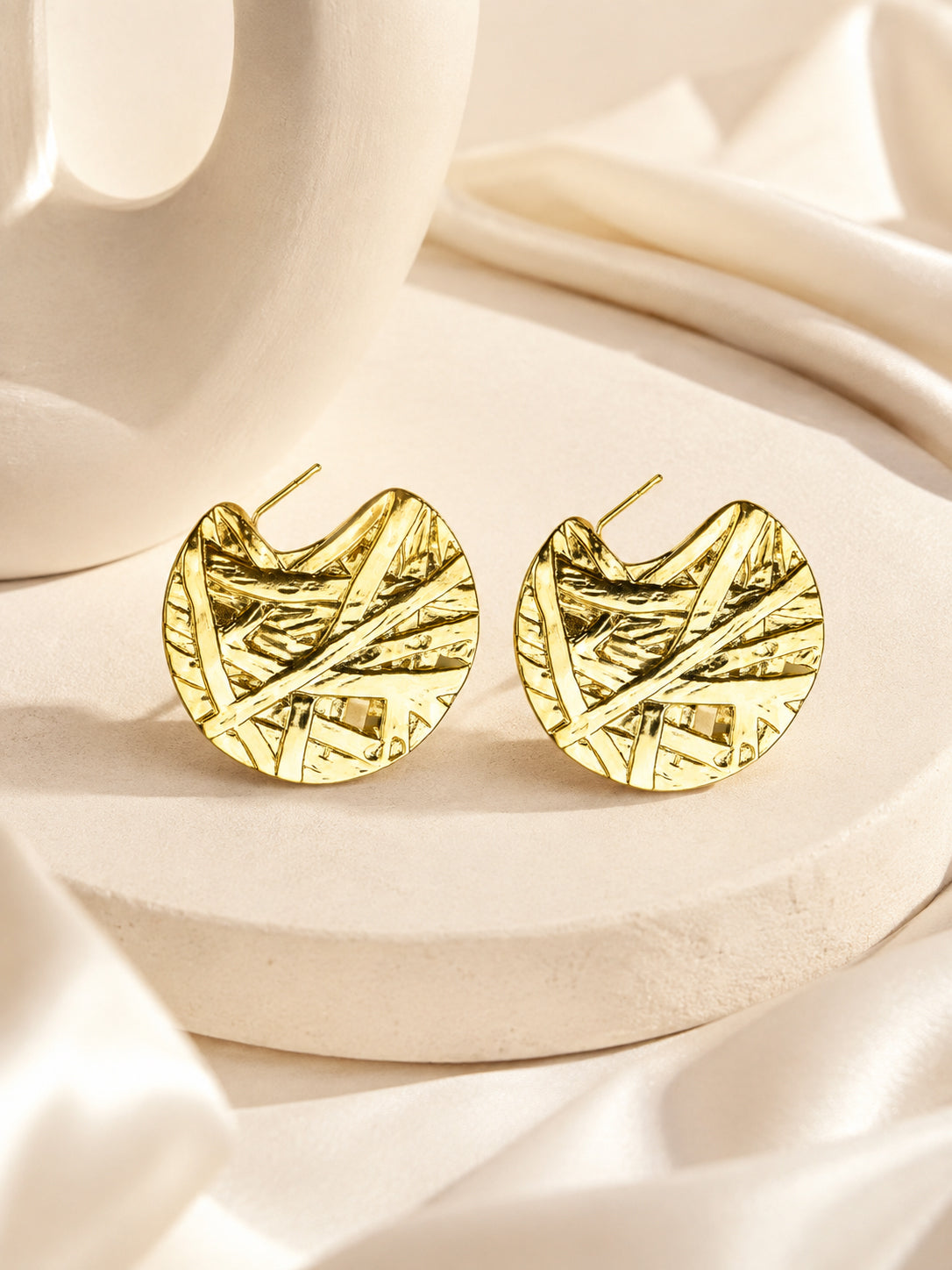 Aanura Abstract Gold Statement Earrings