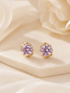 18K Gold Plated Anti-Tarnish Pink Solitaire Stud Earrings