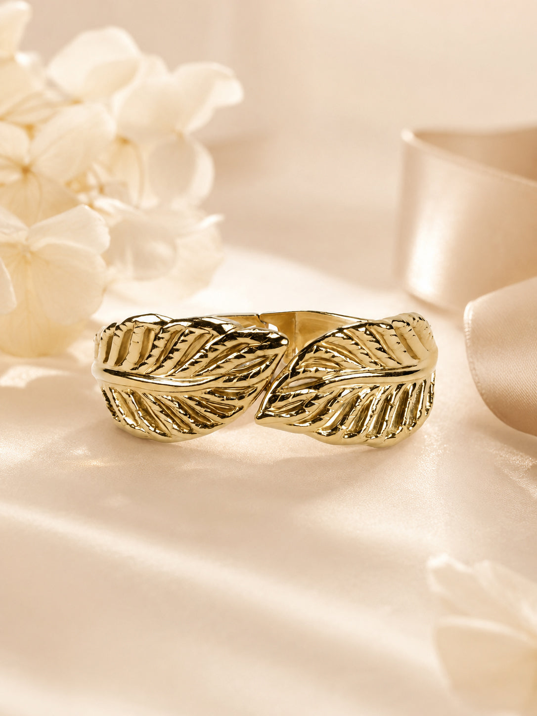 Aanura Golden Leaf Statement Bracelet