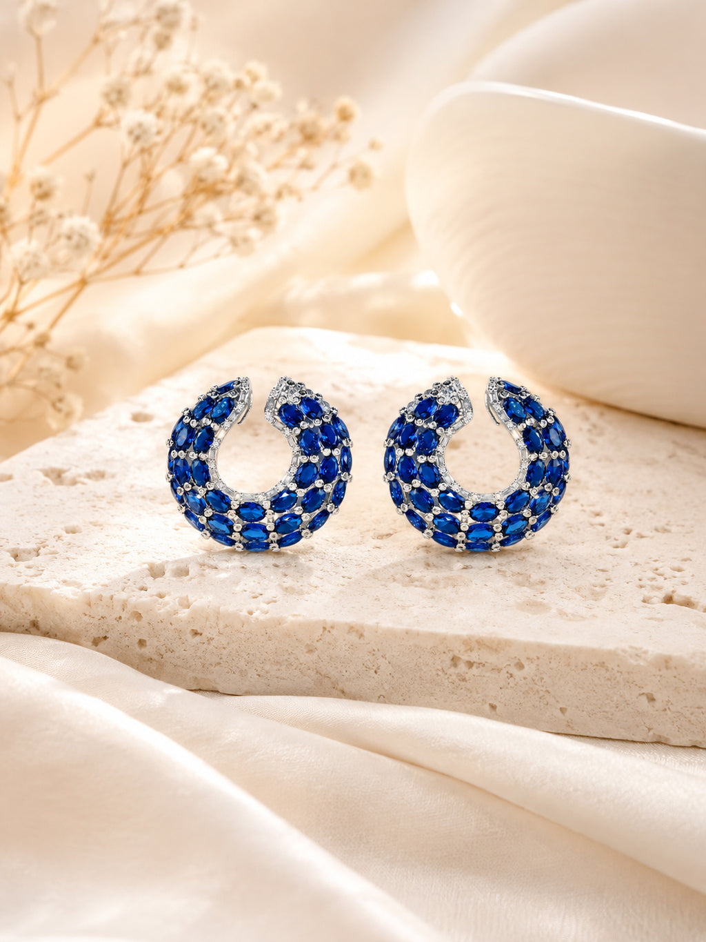 Aanura Emerald Green Encrusted Hoop Earrings