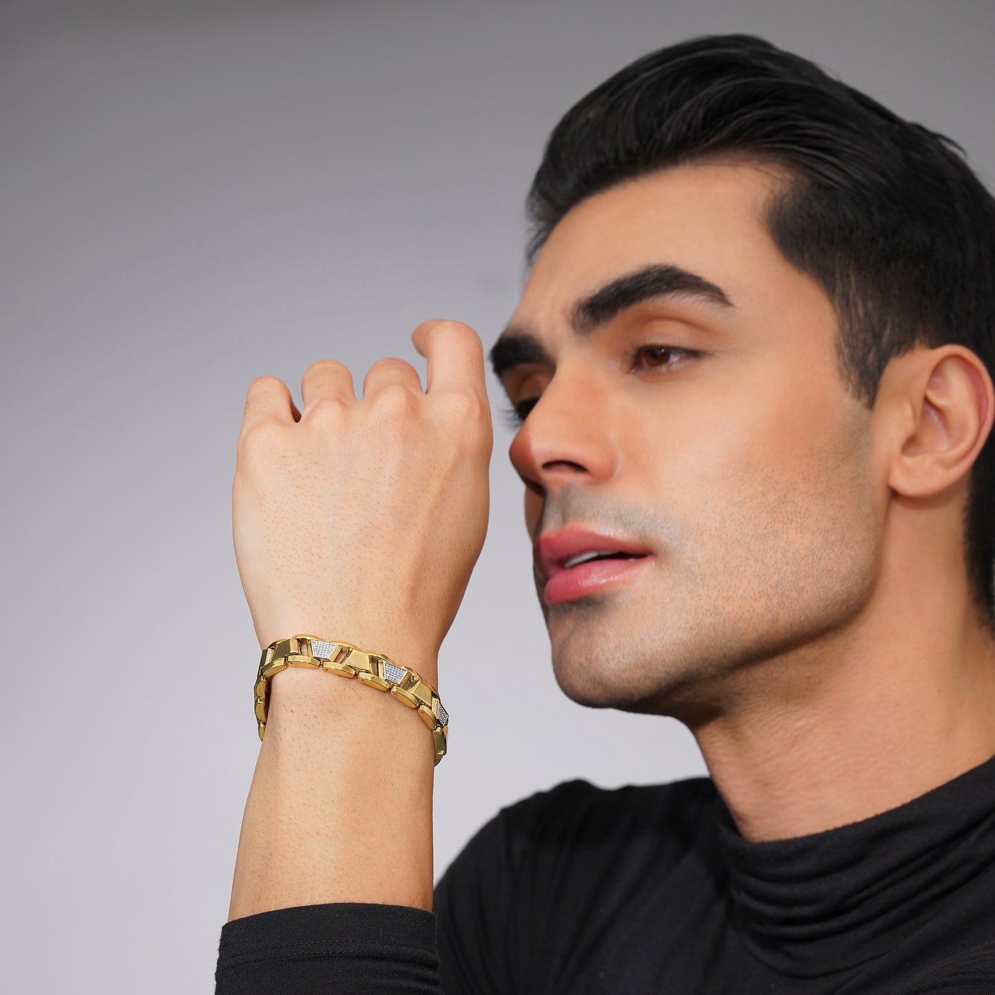 Aanura Gold Stainless Steel Bracelet For Men