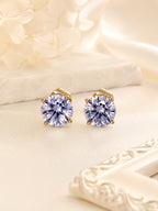 18K Gold Plated Anti-Tarnish Purple Solitaire Stud Earrings
