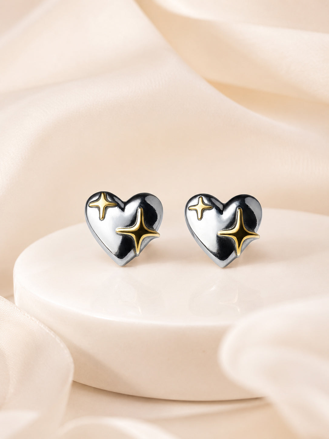 Aanura Cosmic Heart Stainless Steel Stud Earrings