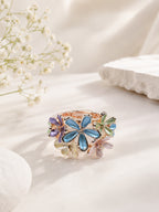 18K Gold-Plated Multi-Color Enamel Floral Ring – Anti-Tarnish, Waterproof