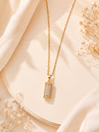 18K Gold Plated Crystal Cylinder Pendant Necklace