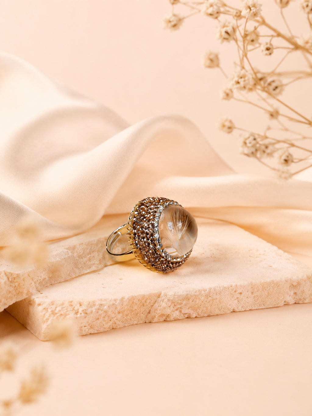 18K Gold Plated Dome Anti-Tarnish Waterproof Ring