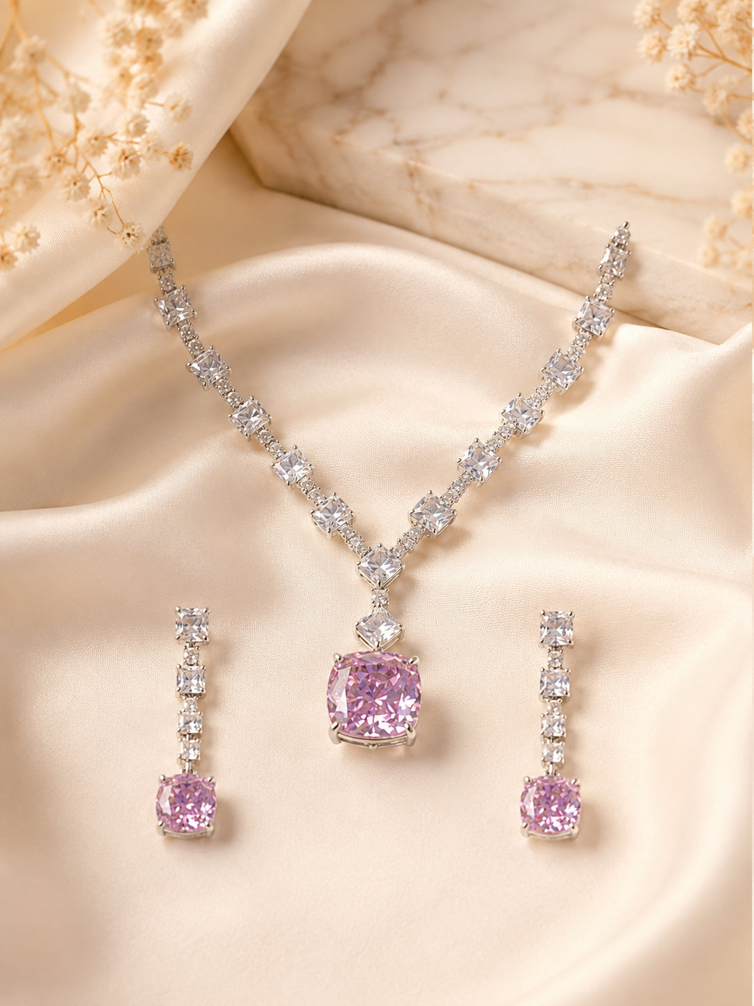 Aanura Royal Canary Yellow Diamond Necklace Set