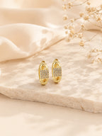 Pavé Link Hoop Earrings in 18K Gold Plating