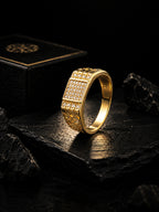 18K Gold Om CZ Square Anti-Tarnish Waterproof Ring