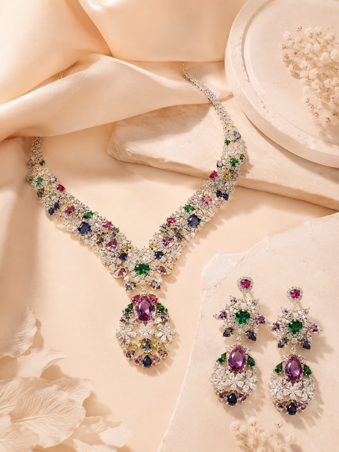 Aanura Multi-Gemstone Royal Necklace Set