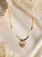 Aanura Gold Snake Chain Necklace with Heart Pendant