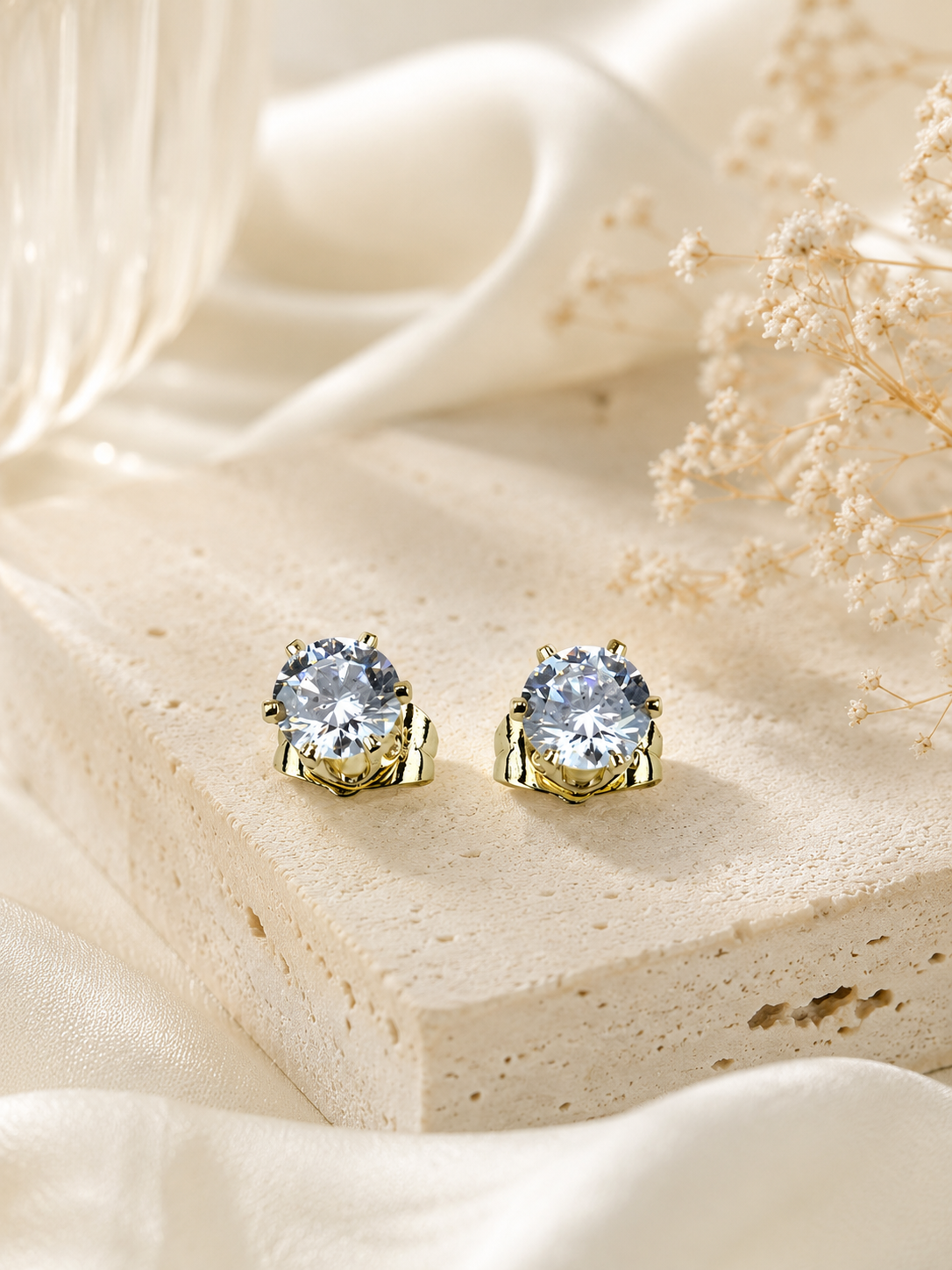 Aanura Classic Solitaire Crystal Stud Earrings