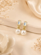 18k Gold-Plated Crystal Pearl Dangle Earrings