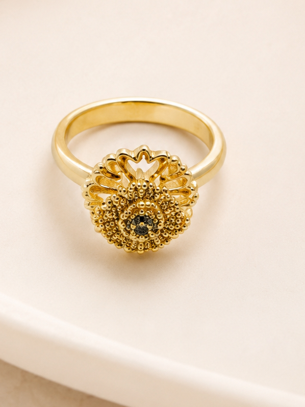 18K Gold Plated Sunflower Crystal Ring