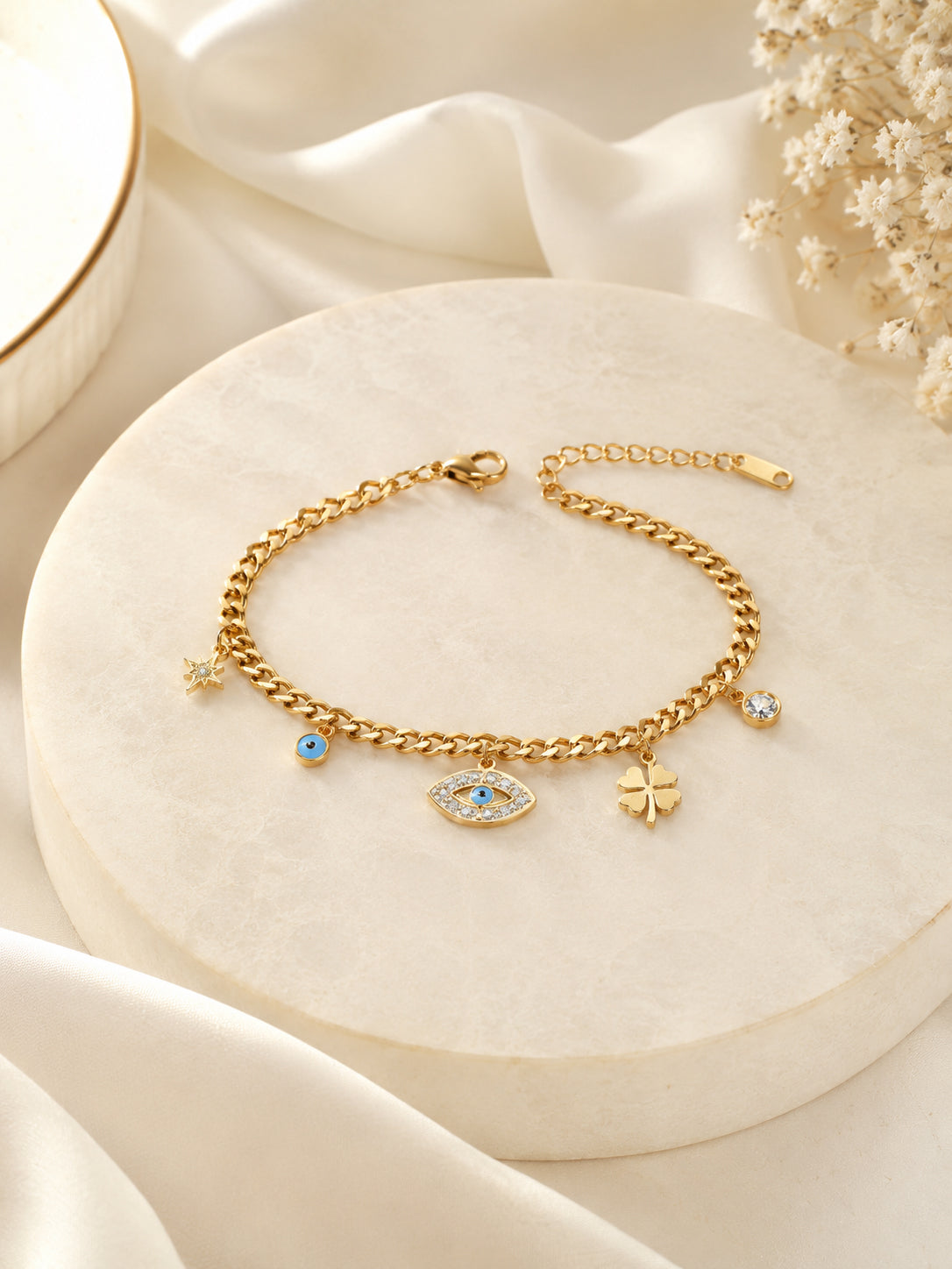 Aanura Evil Eye Charm Adjustable Chain Bracelet