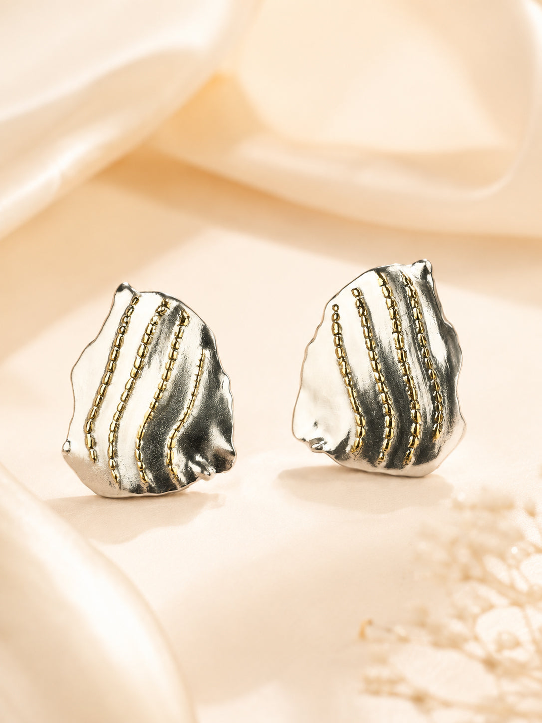 Aanura Molten Wave Dual-Tone Earrings