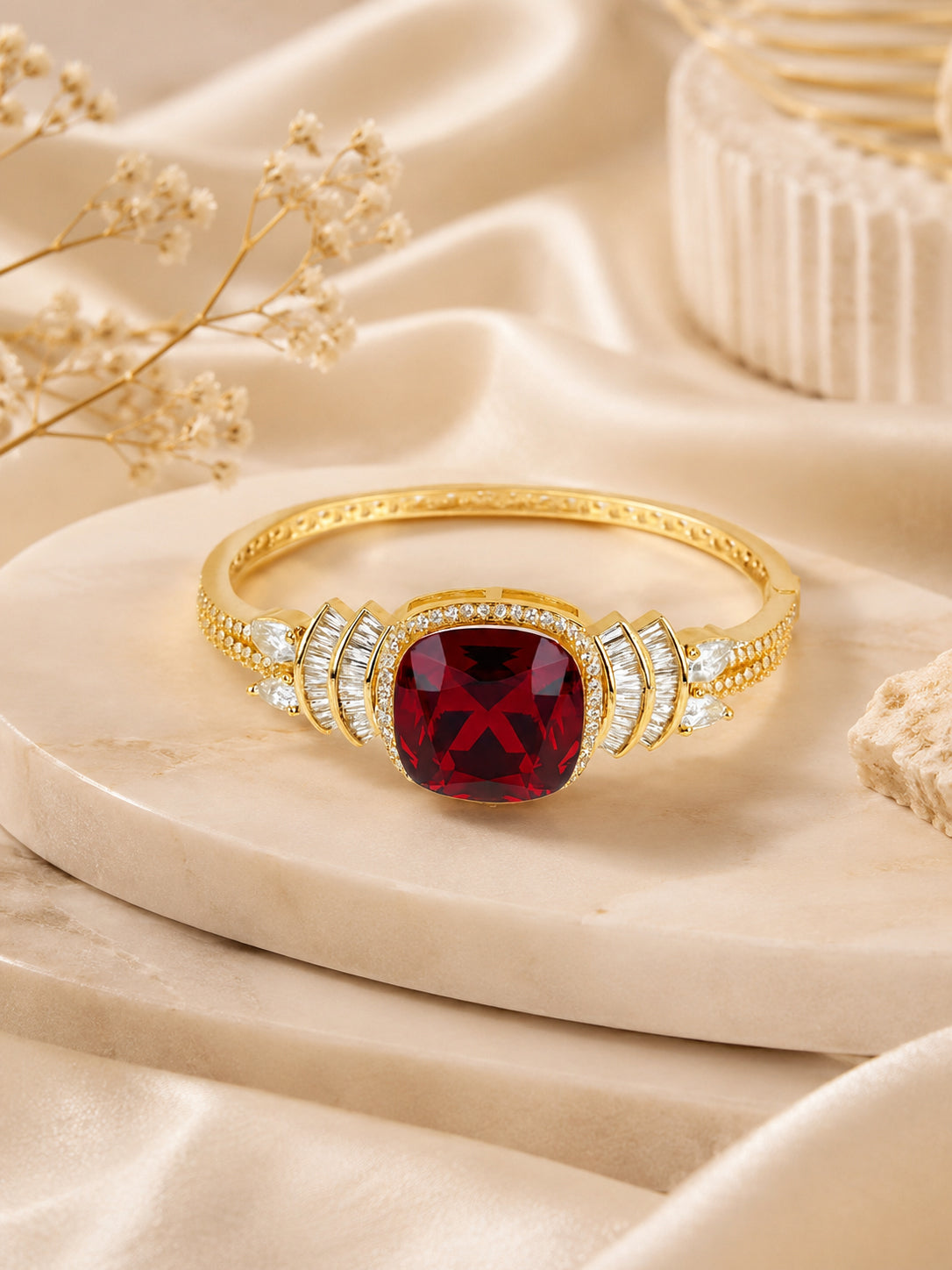 Aanura Regal Ruby Glow Gold Bracelet