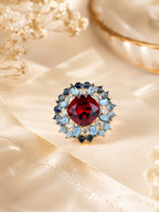 Rhodium Plated Emerald Cluster Anti-Tarnish Waterproof Ring