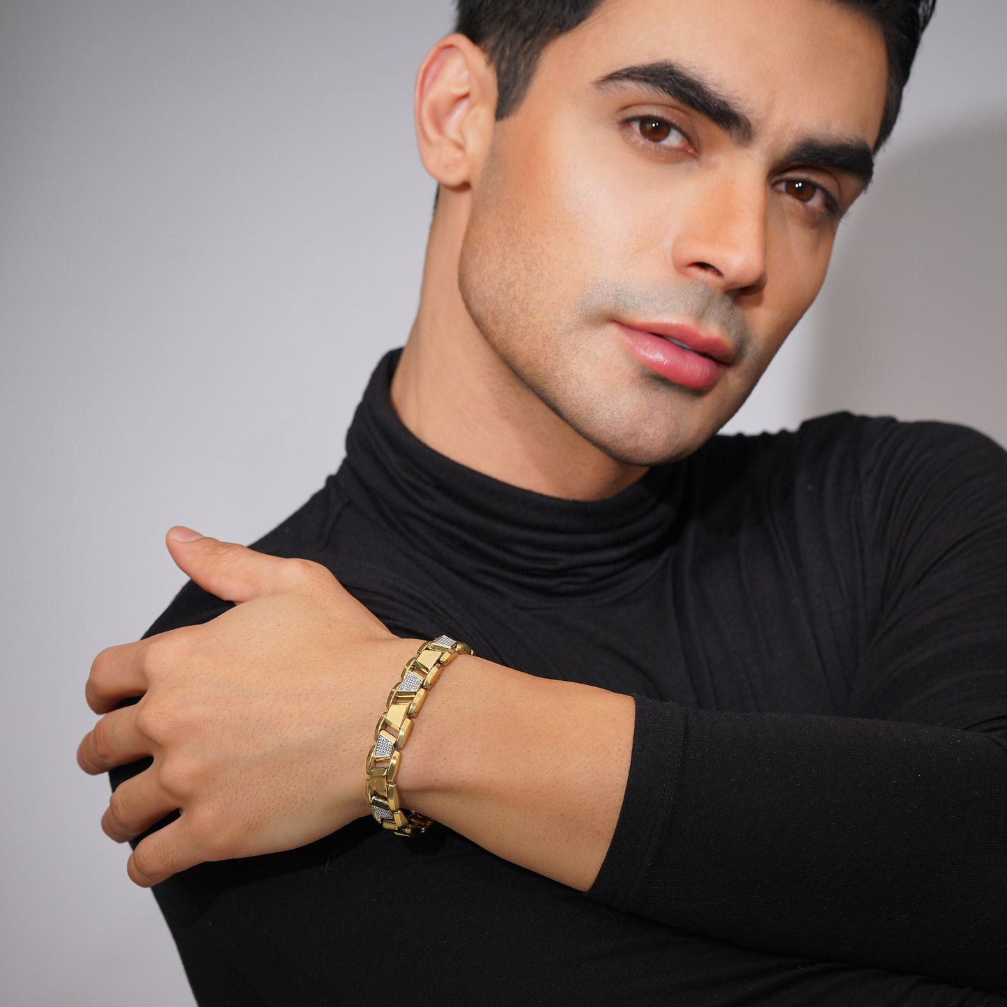 Aanura Gold Stainless Steel Bracelet For Men