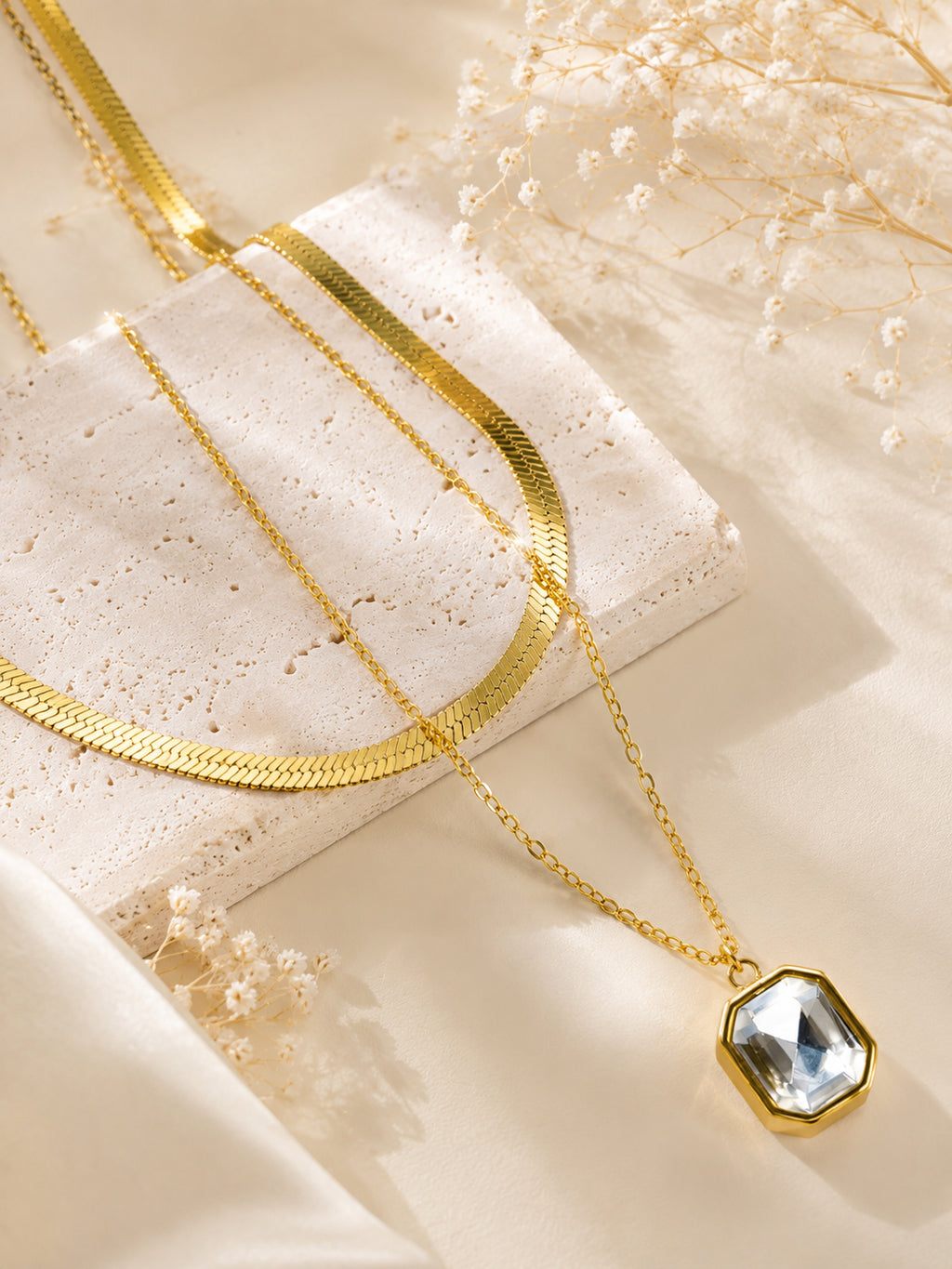 Aanura Dual Layer Pendant Chain Necklace