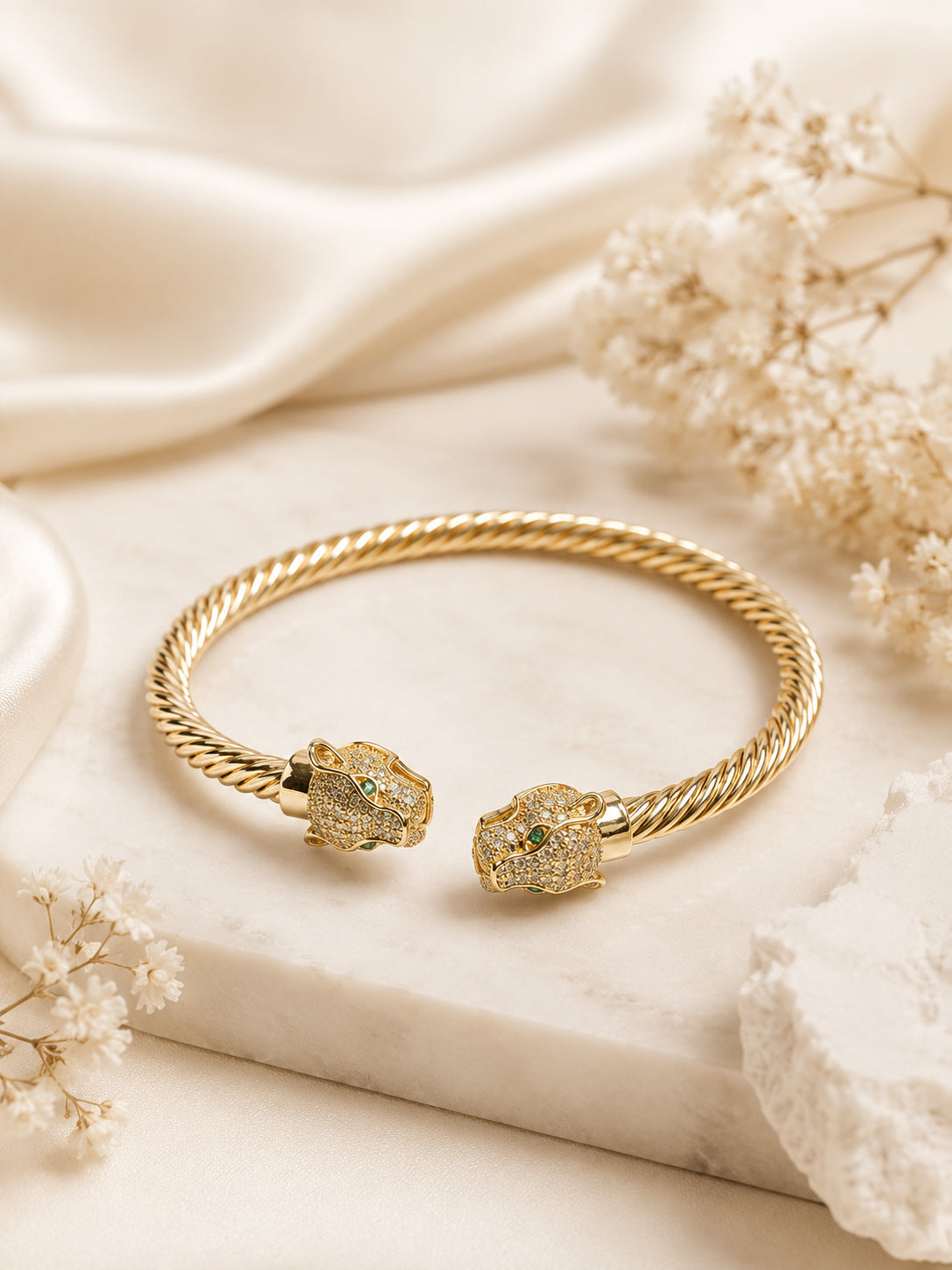 Aanura Twin Panther Rope C cuff Bracelet